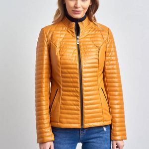 Women’s_Yellow_Leather_Puffer_Jacket